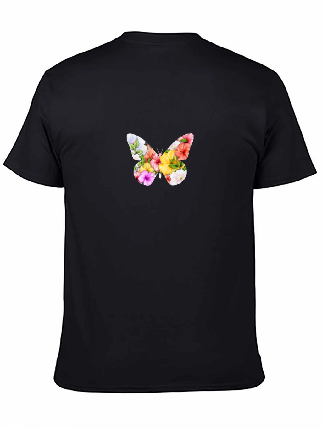 Floral Butterfly Graphic Black T-Shirt