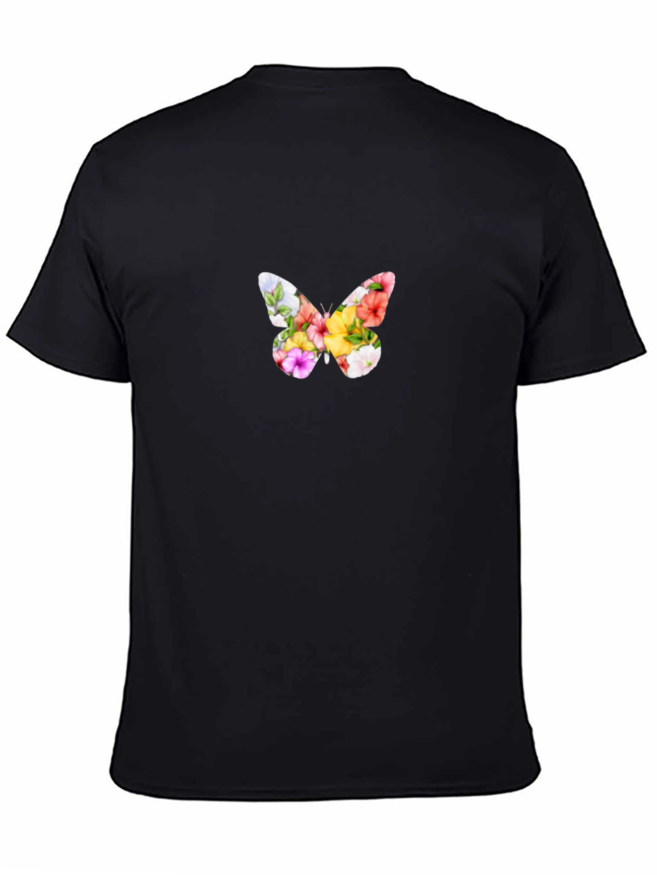 Floral Butterfly Graphic Black T-Shirt
