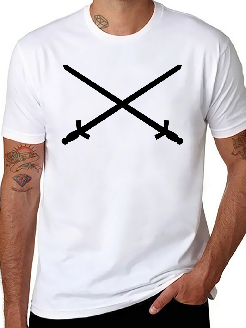 Crossed Swords Graphic Black T-Shirt