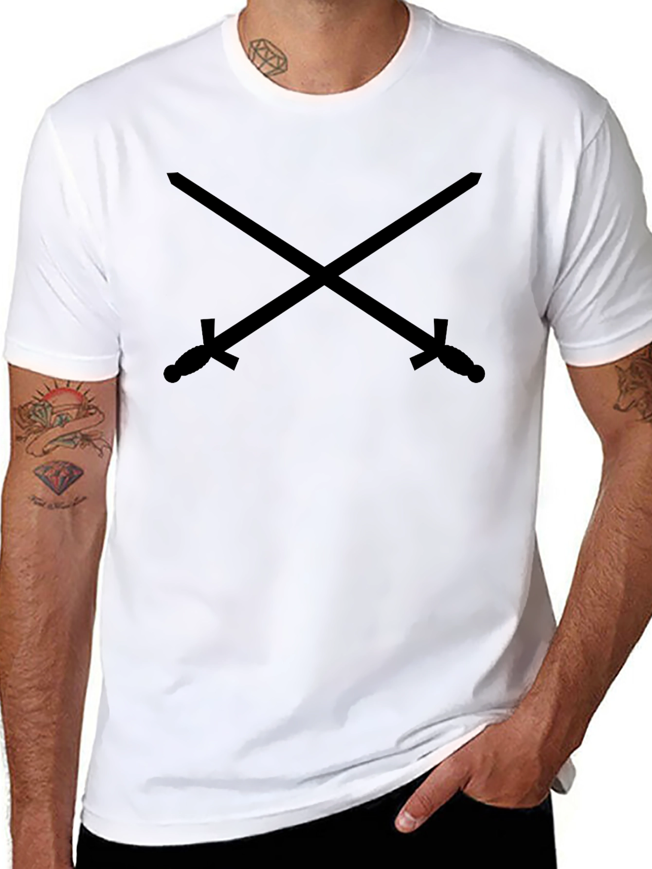 Crossed Swords Graphic Black T-Shirt