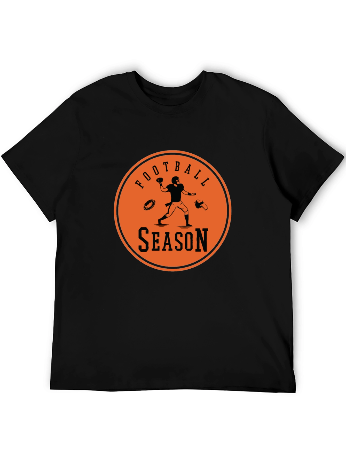 Football Season Graphic Tee - Black Cotton T-Shirt