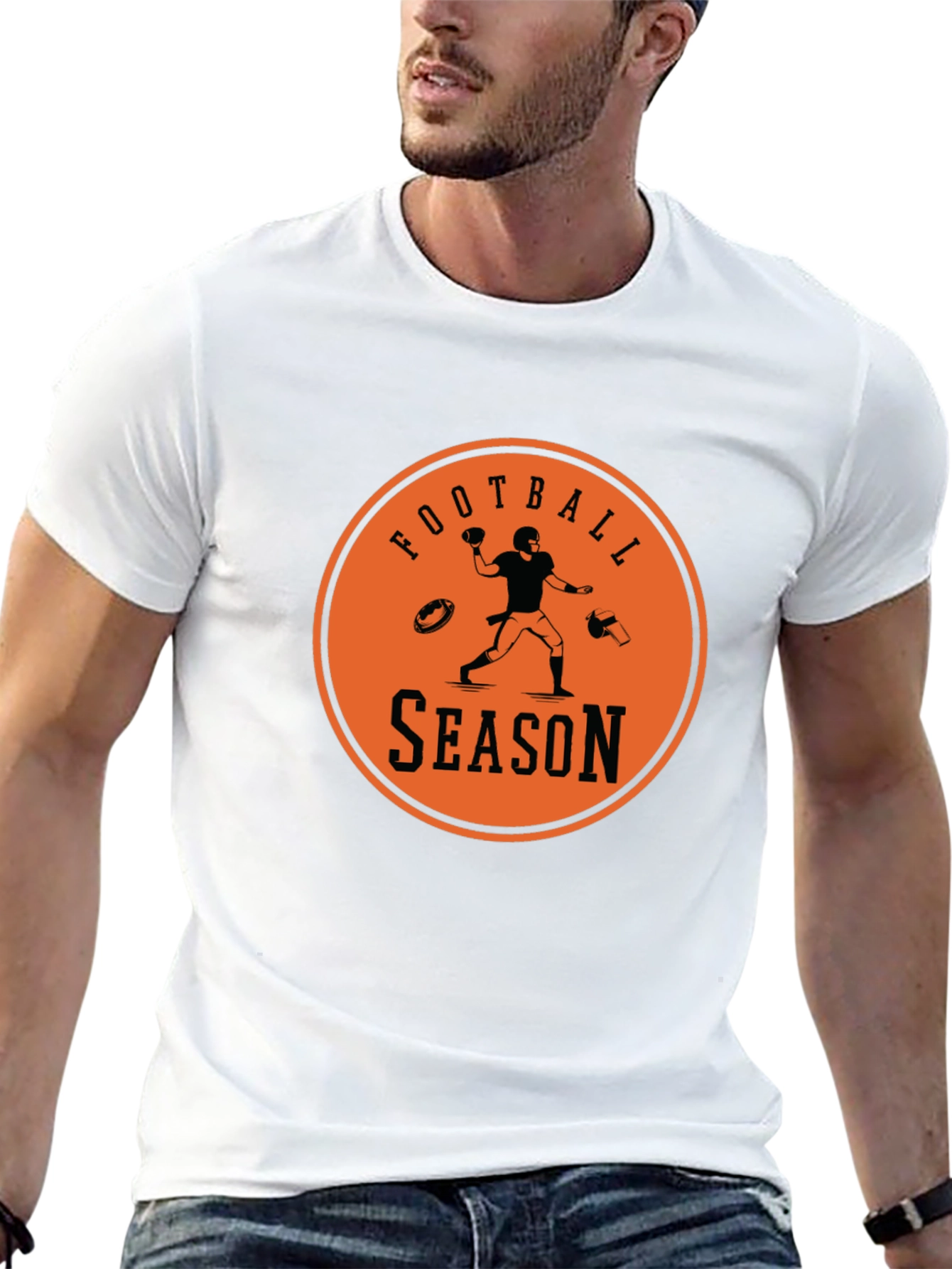 Football Season Graphic Tee - Black Cotton T-Shirt
