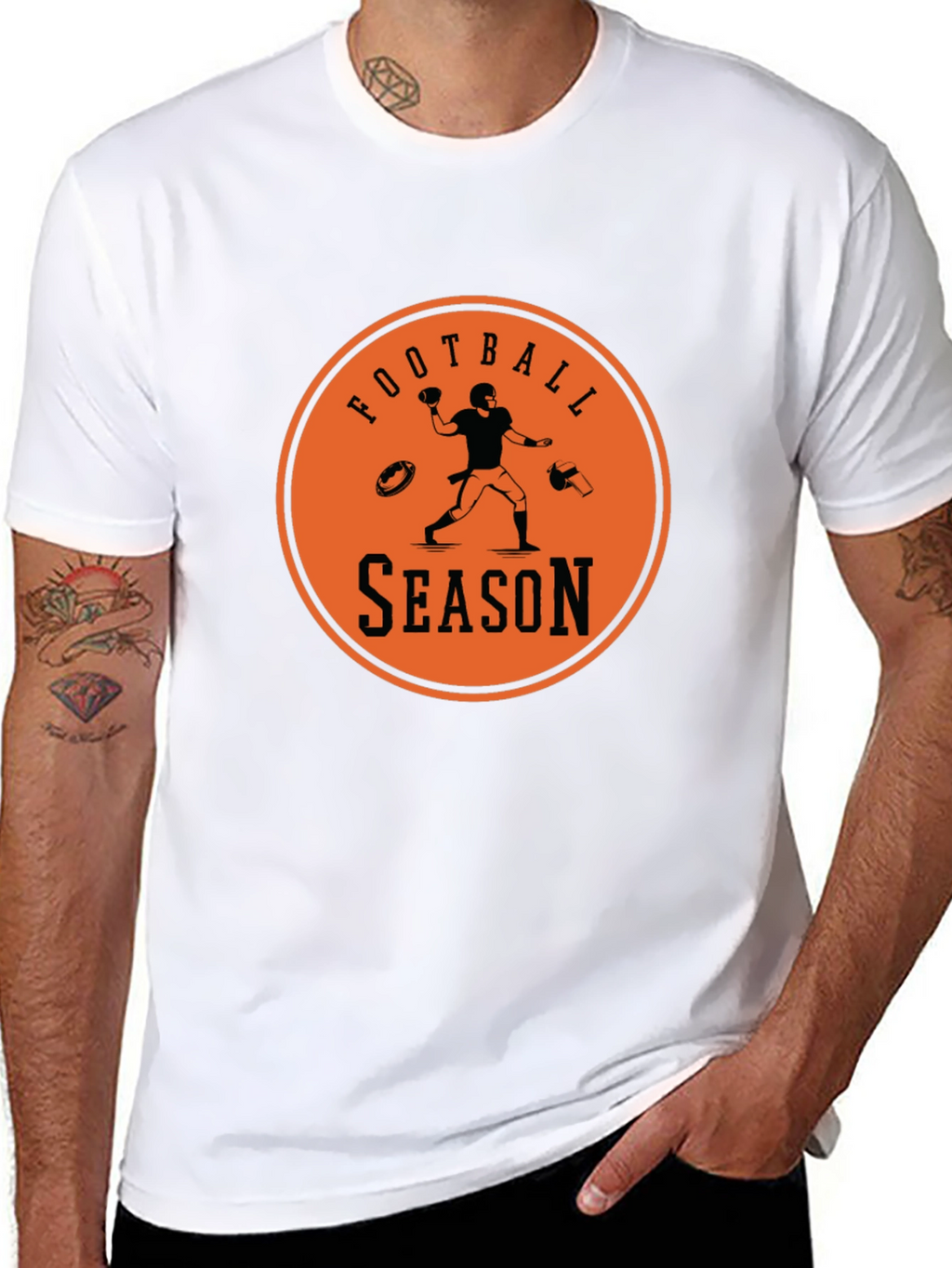 Football Season Graphic Tee - Black Cotton T-Shirt