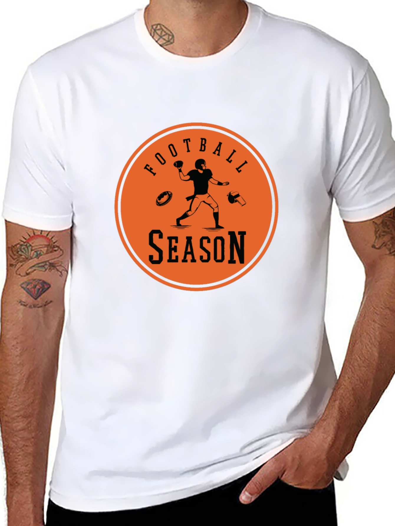 Football Season Graphic Tee - Black Cotton T-Shirt
