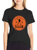 Football Season Graphic Tee - Black Cotton T-Shirt