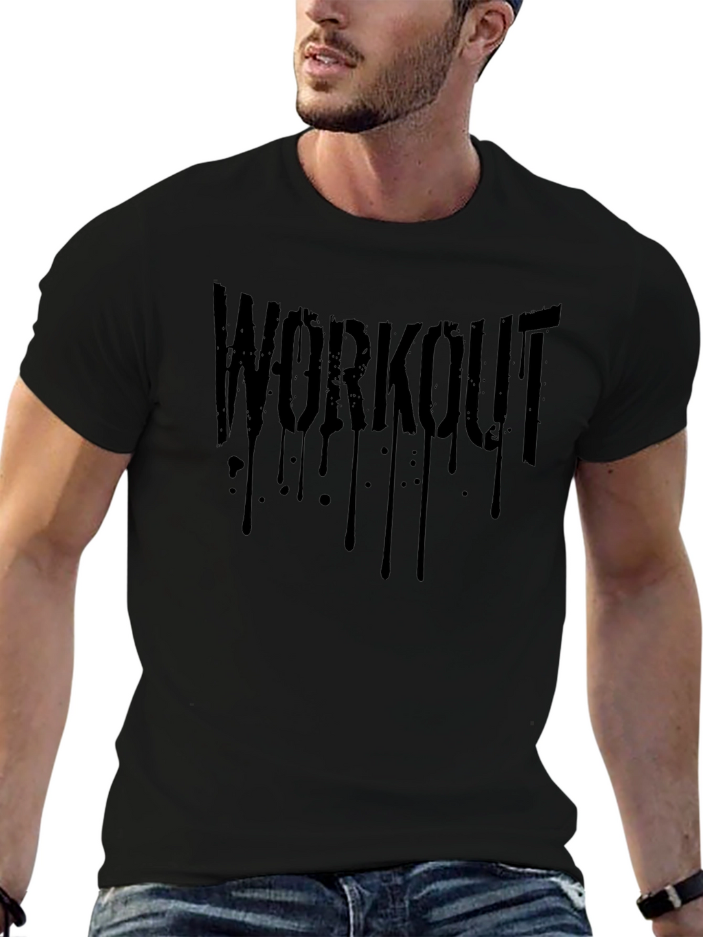 Workout Graphic Print Black Mens T-Shirt