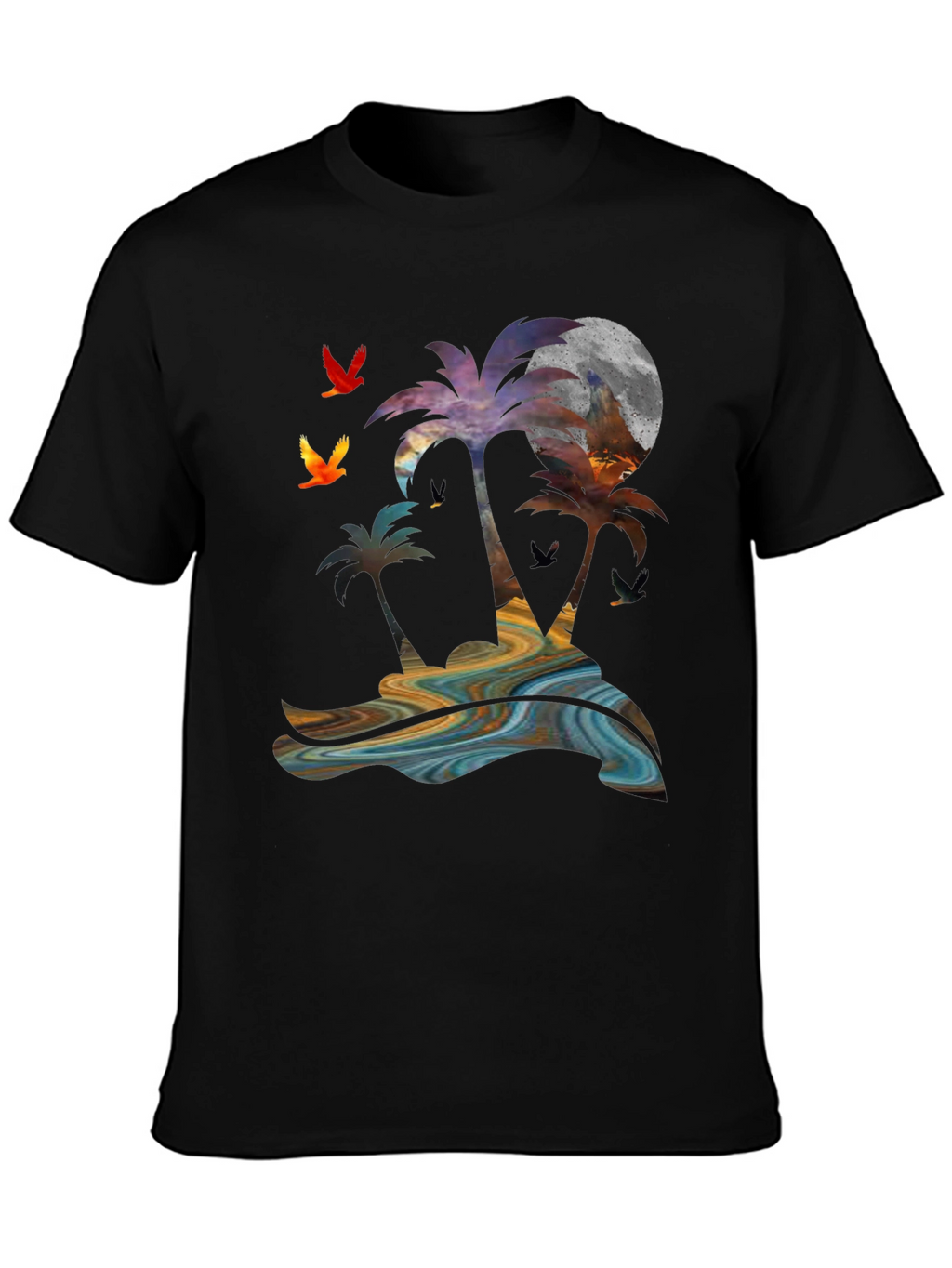 Tropical Sunset Palm Tree Graphic T-Shirt