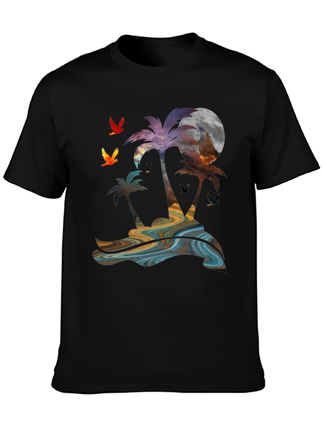 Tropical Sunset Palm Tree Graphic T-Shirt