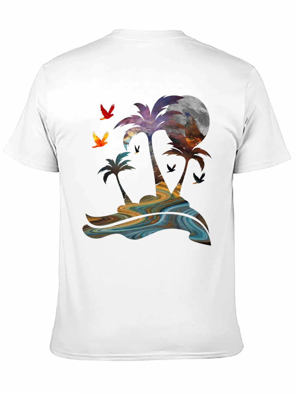 Tropical Sunset Palm Tree Graphic T-Shirt