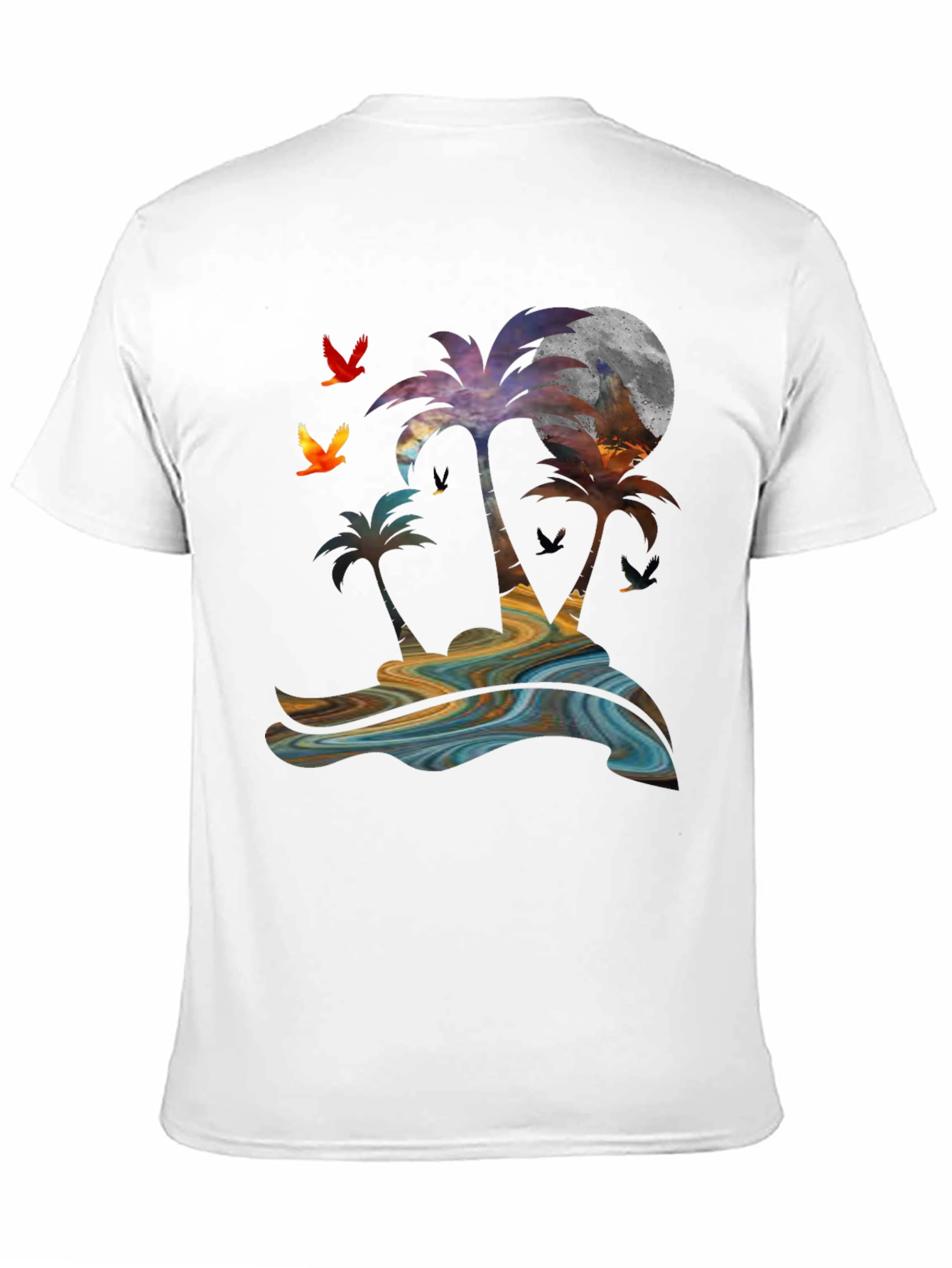 Tropical Sunset Palm Tree Graphic T-Shirt