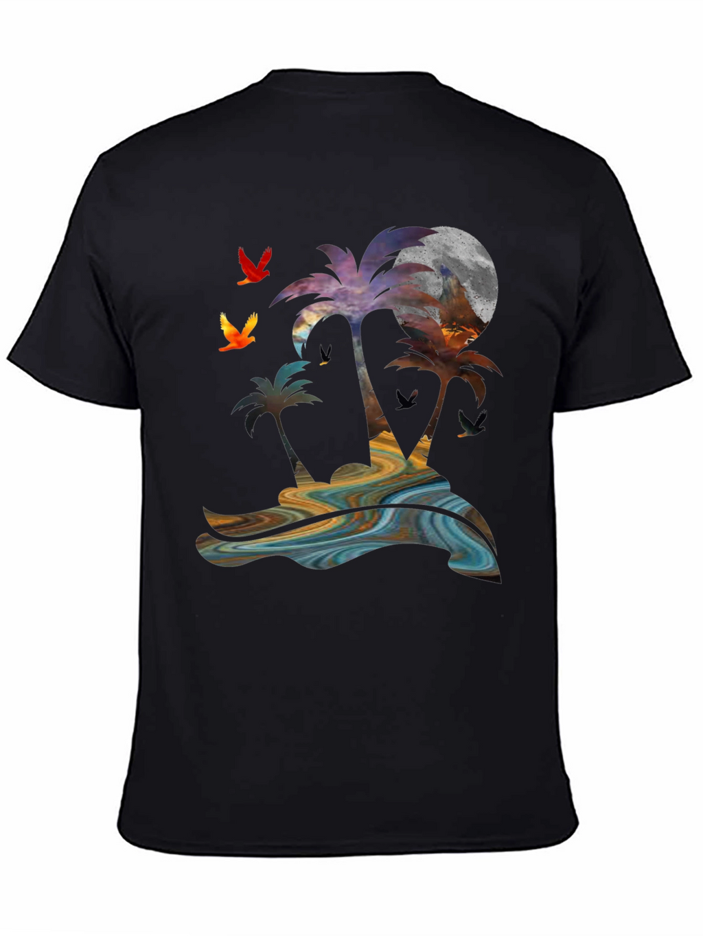 Tropical Sunset Palm Tree Graphic T-Shirt