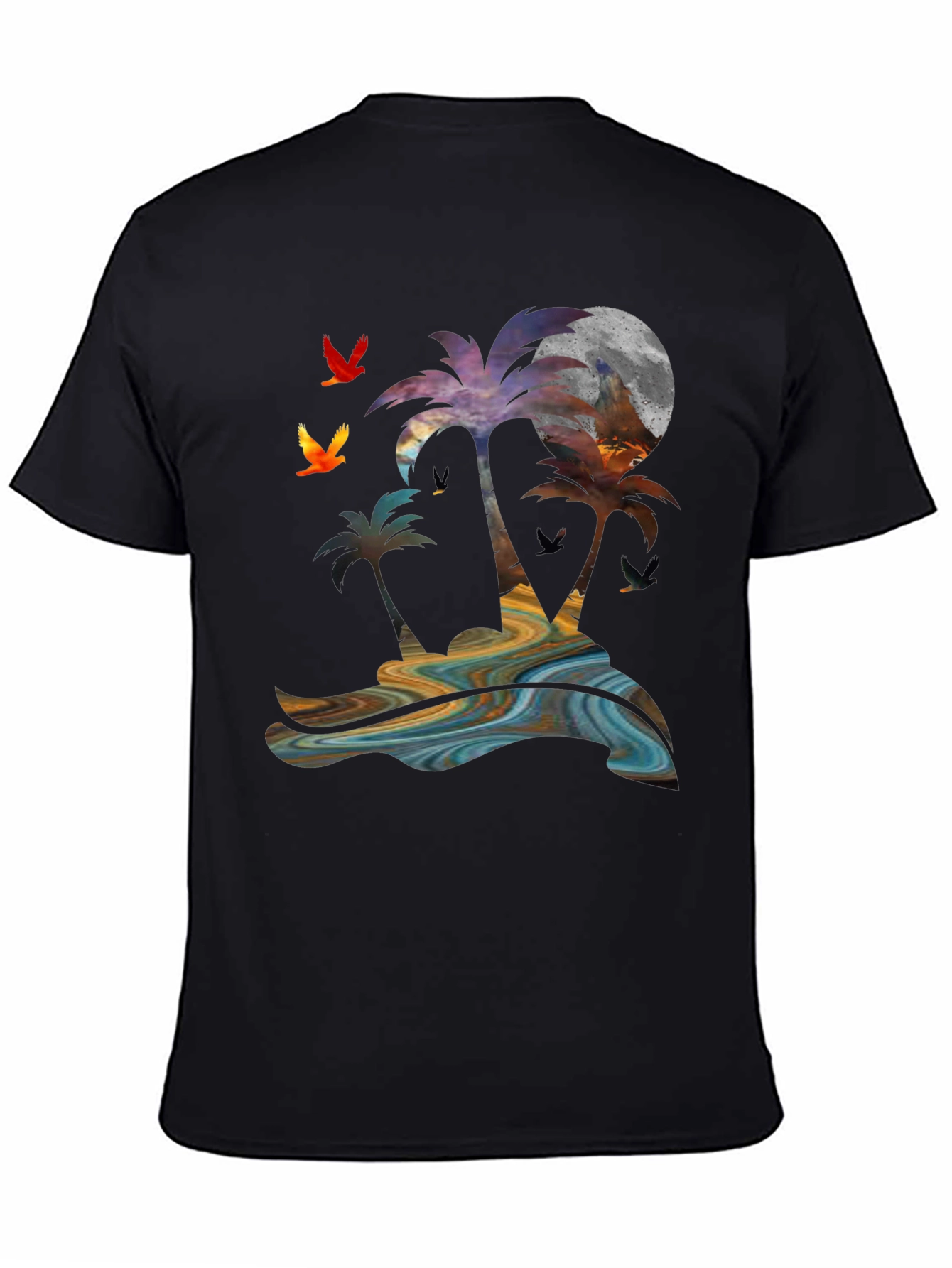 Tropical Sunset Palm Tree Graphic T-Shirt