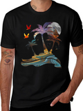 Tropical Sunset Palm Tree Graphic T-Shirt