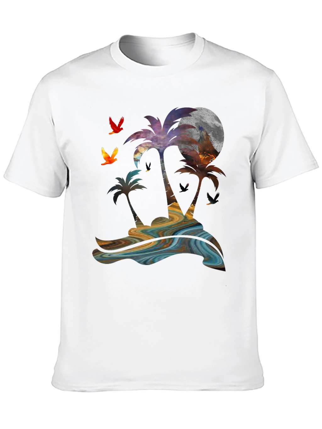 Tropical Sunset Palm Tree Graphic T-Shirt