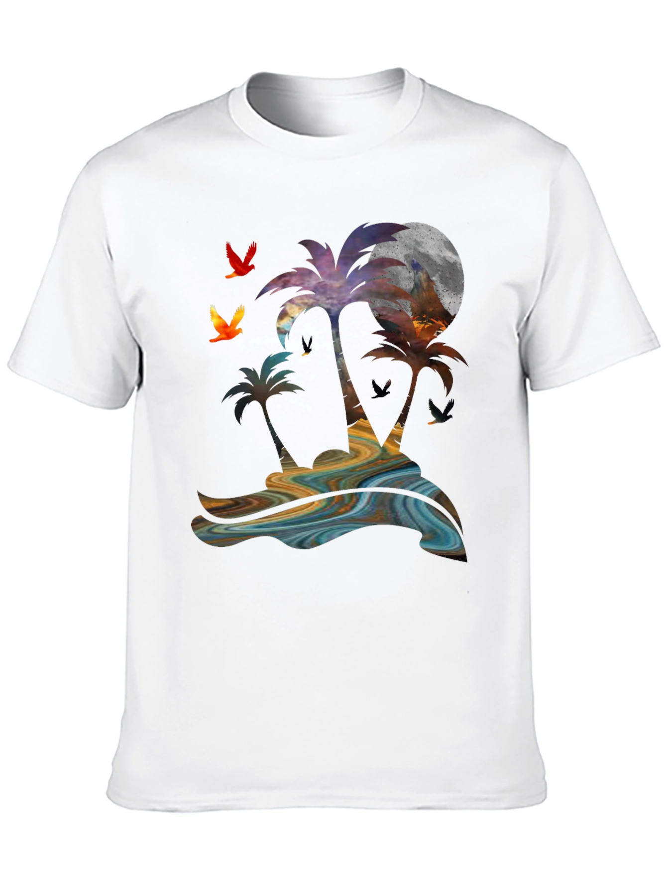 Tropical Sunset Palm Tree Graphic T-Shirt