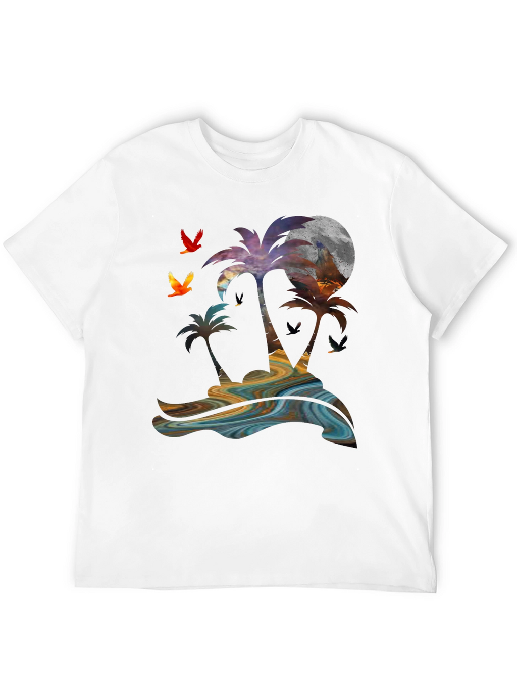 Tropical Sunset Palm Tree Graphic T-Shirt