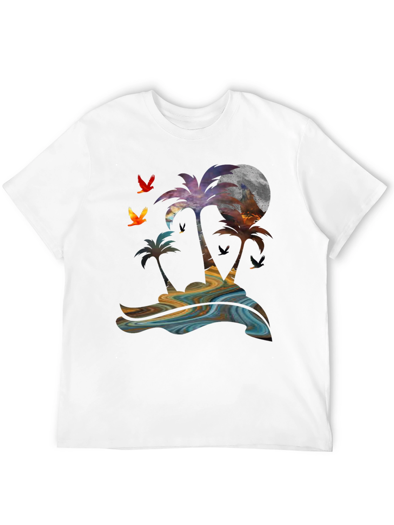 Tropical Sunset Palm Tree Graphic T-Shirt