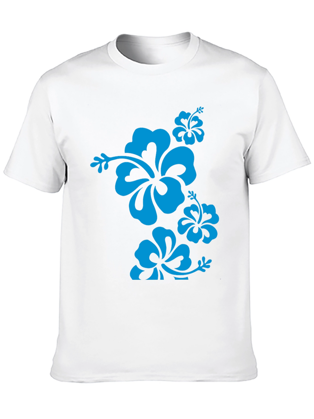 Blue Hibiscus Flower Black T-Shirt