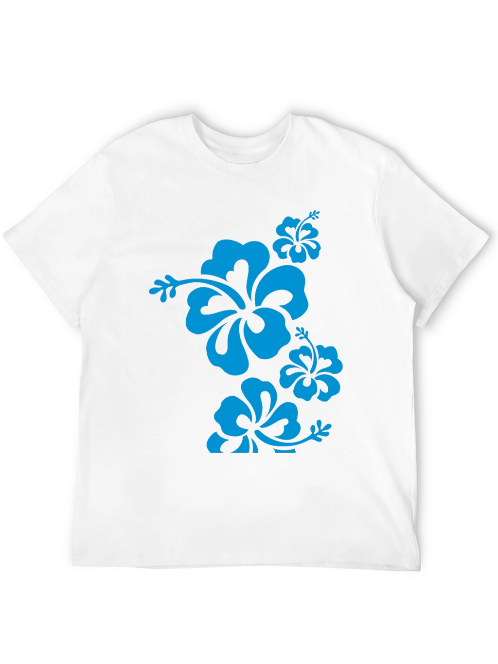 Blue Hibiscus Flower Black T-Shirt