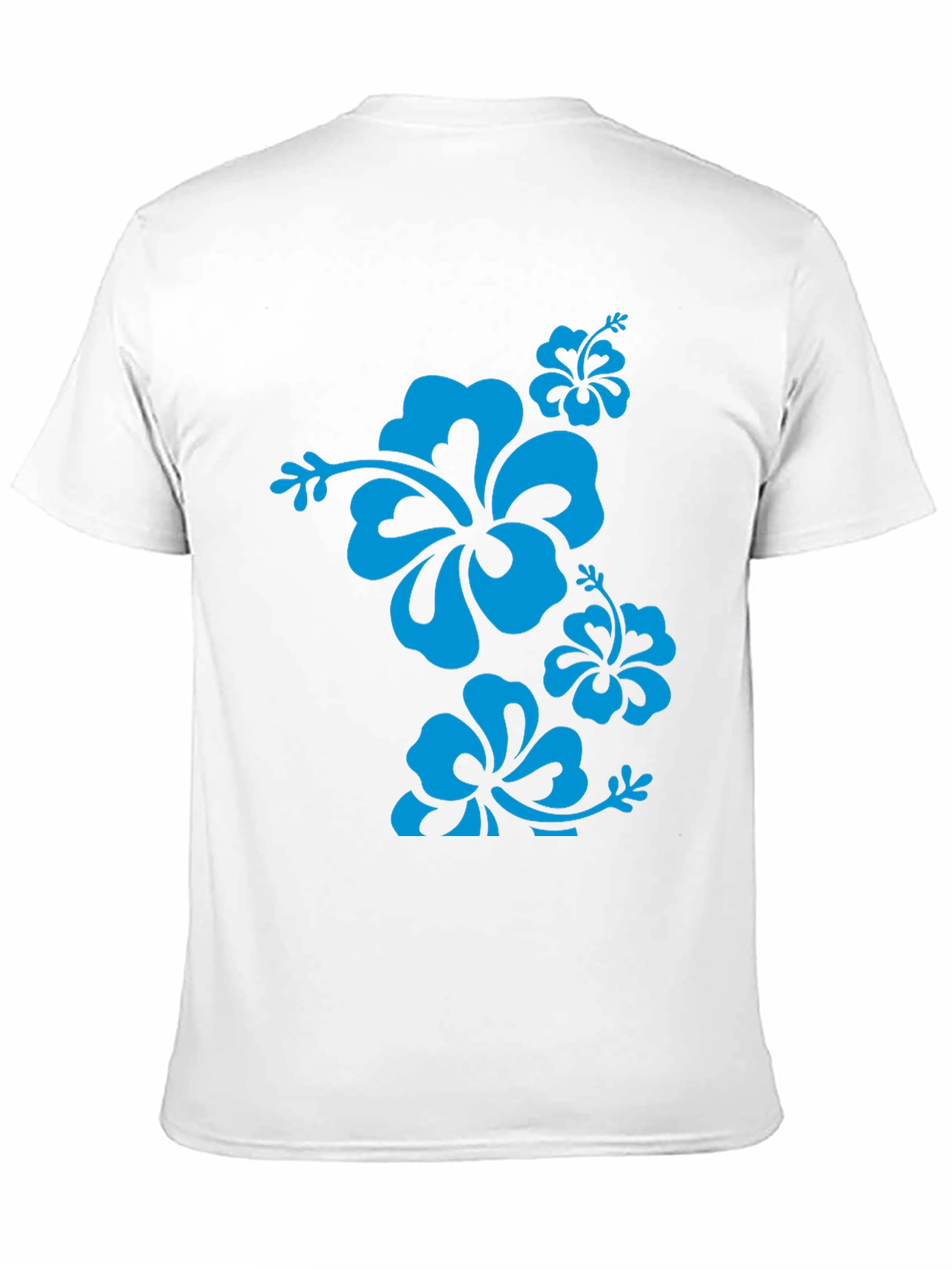 Blue Hibiscus Flower Black T-Shirt