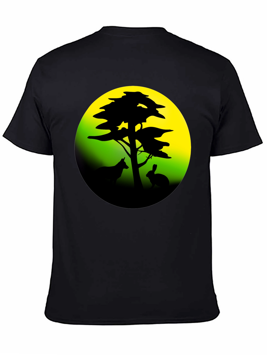 Silhouette Tree & Animals Black T-Shirt