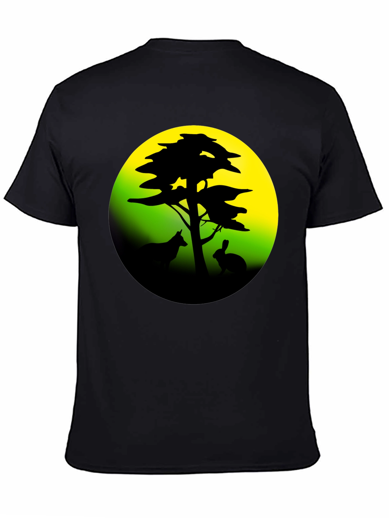 Silhouette Tree & Animals Black T-Shirt