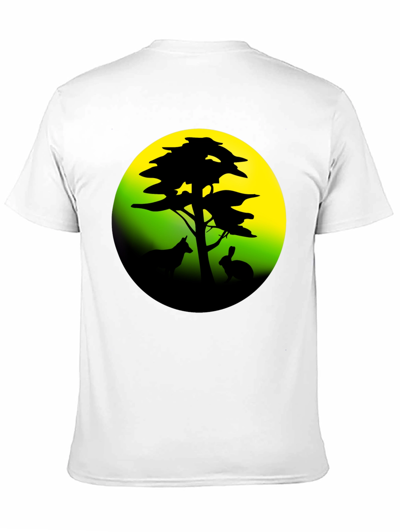 Silhouette Tree & Animals Black T-Shirt