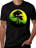 Silhouette Tree & Animals Black T-Shirt