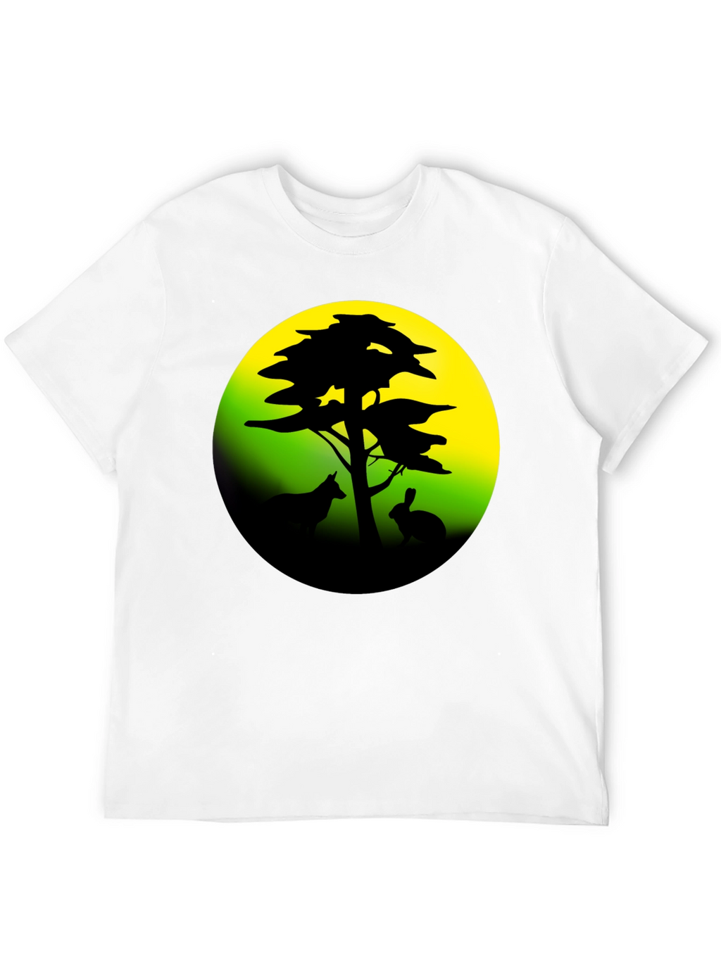 Silhouette Tree & Animals Black T-Shirt