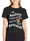 My Anxiety Research Fox T-Shirt Funny Novelty