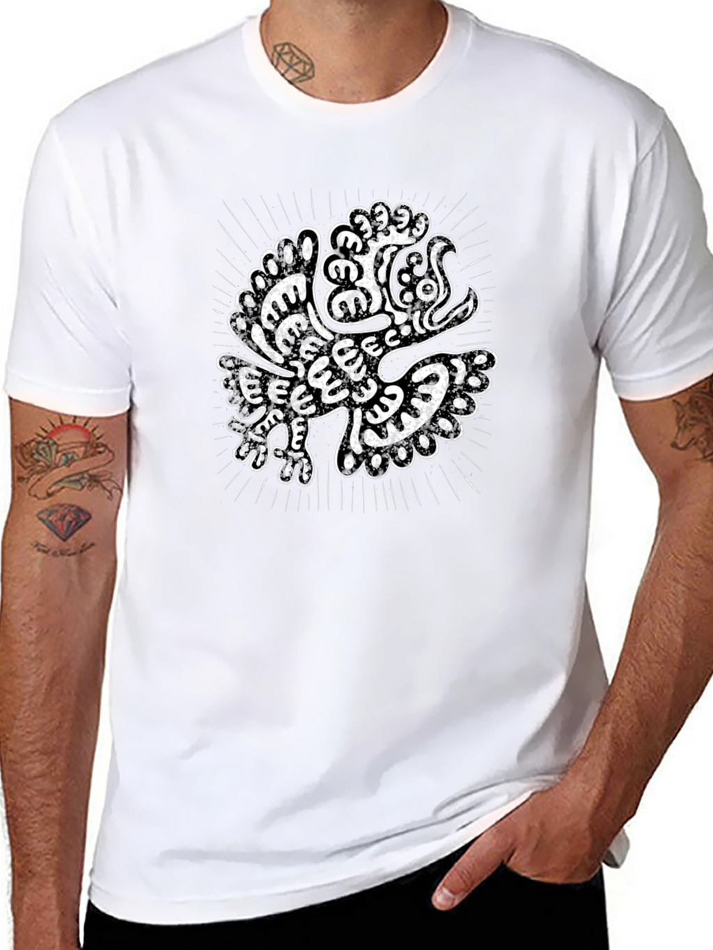 Aztec Eagle Graphic Black T-Shirt