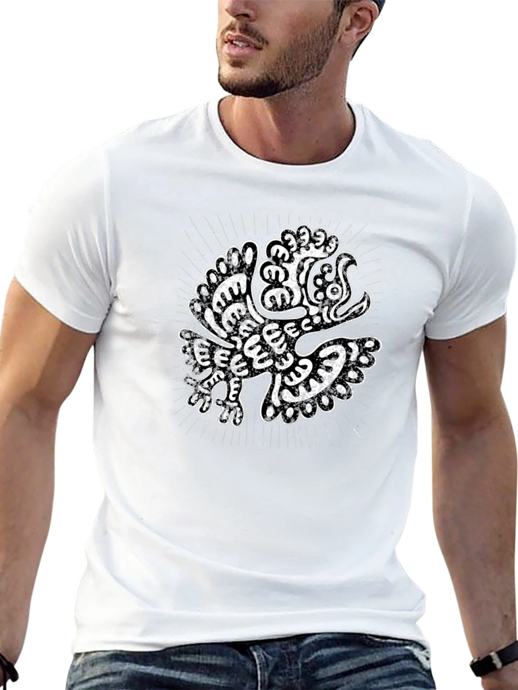 Aztec Eagle Graphic Black T-Shirt