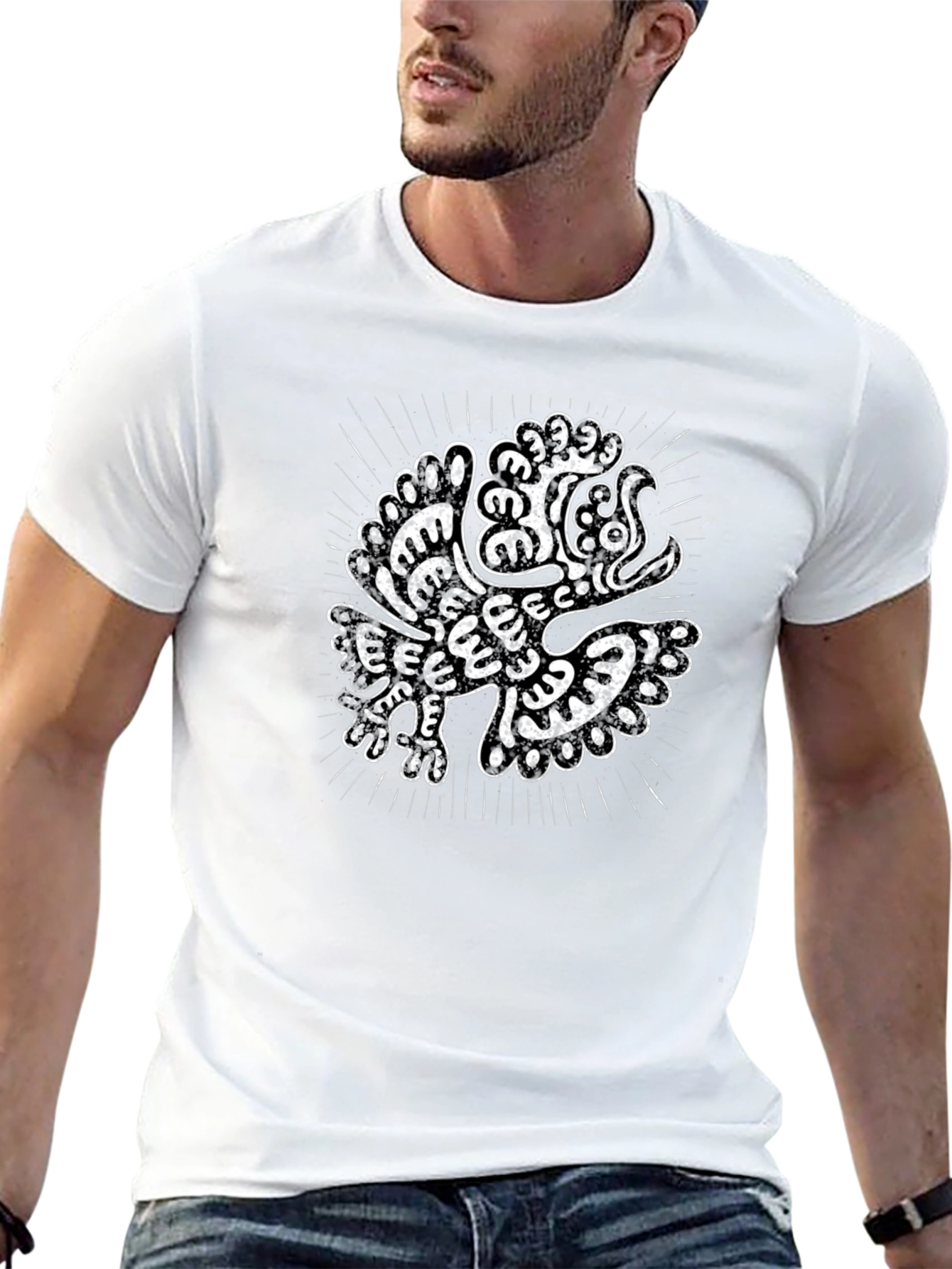 Aztec Eagle Graphic Black T-Shirt