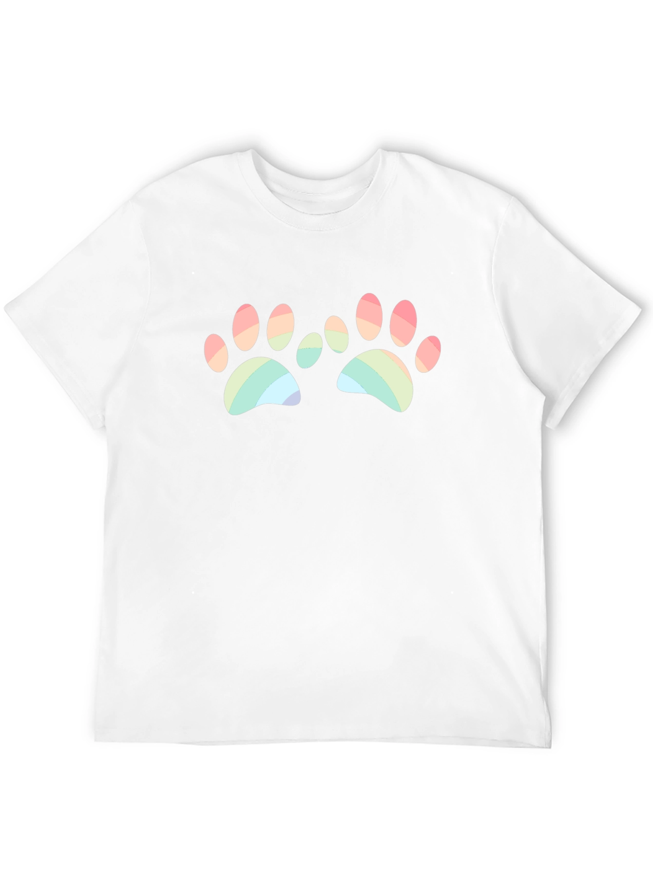 Rainbow Paw Print Graphic Black T-Shirt