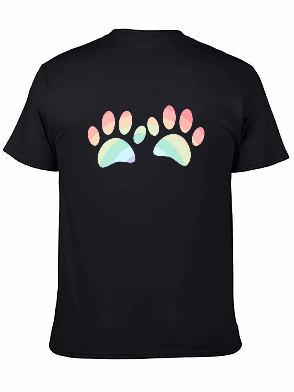 Rainbow Paw Print Graphic Black T-Shirt