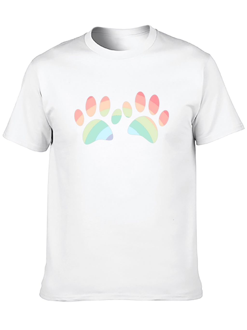 Rainbow Paw Print Graphic Black T-Shirt