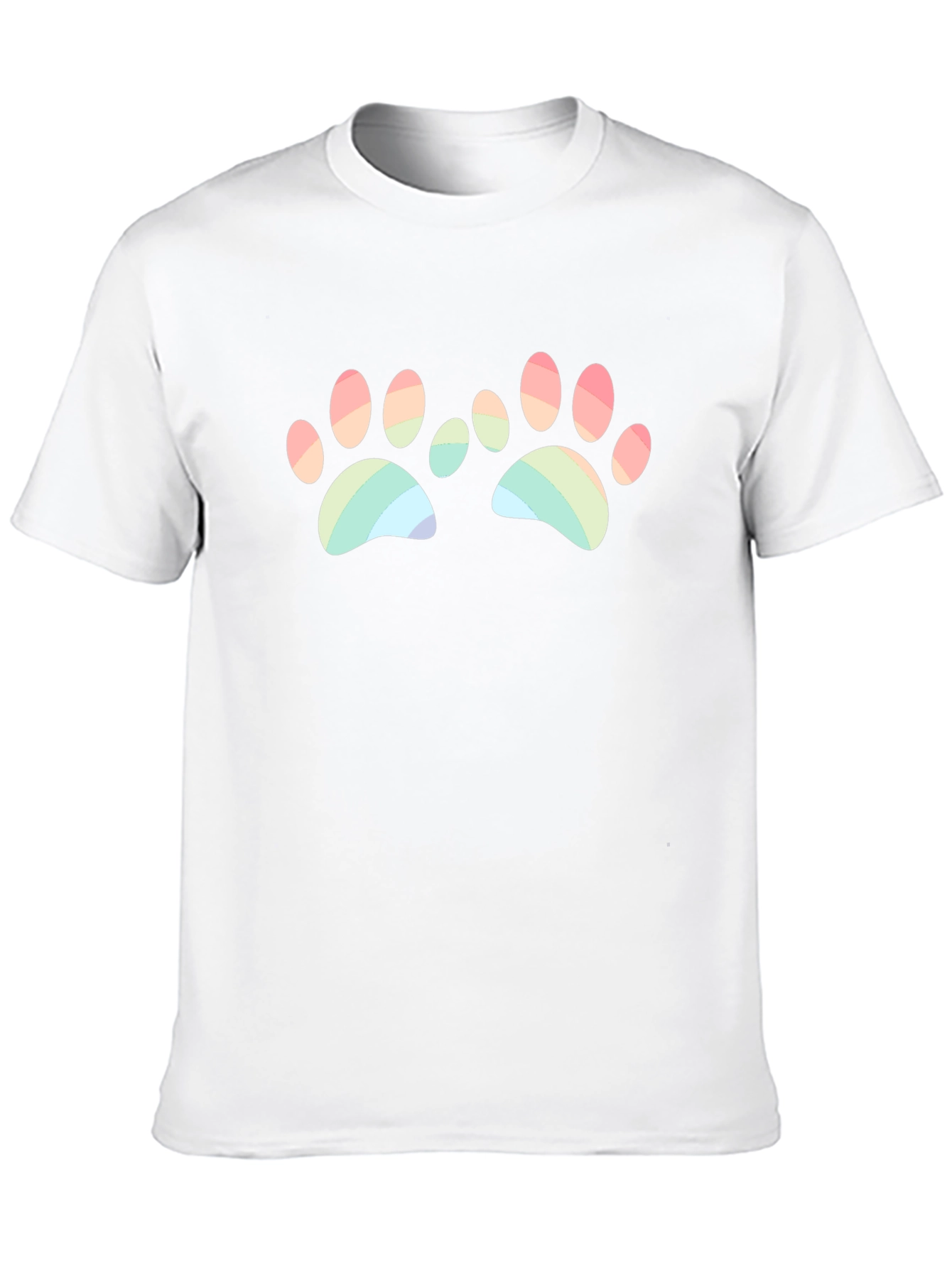Rainbow Paw Print Graphic Black T-Shirt