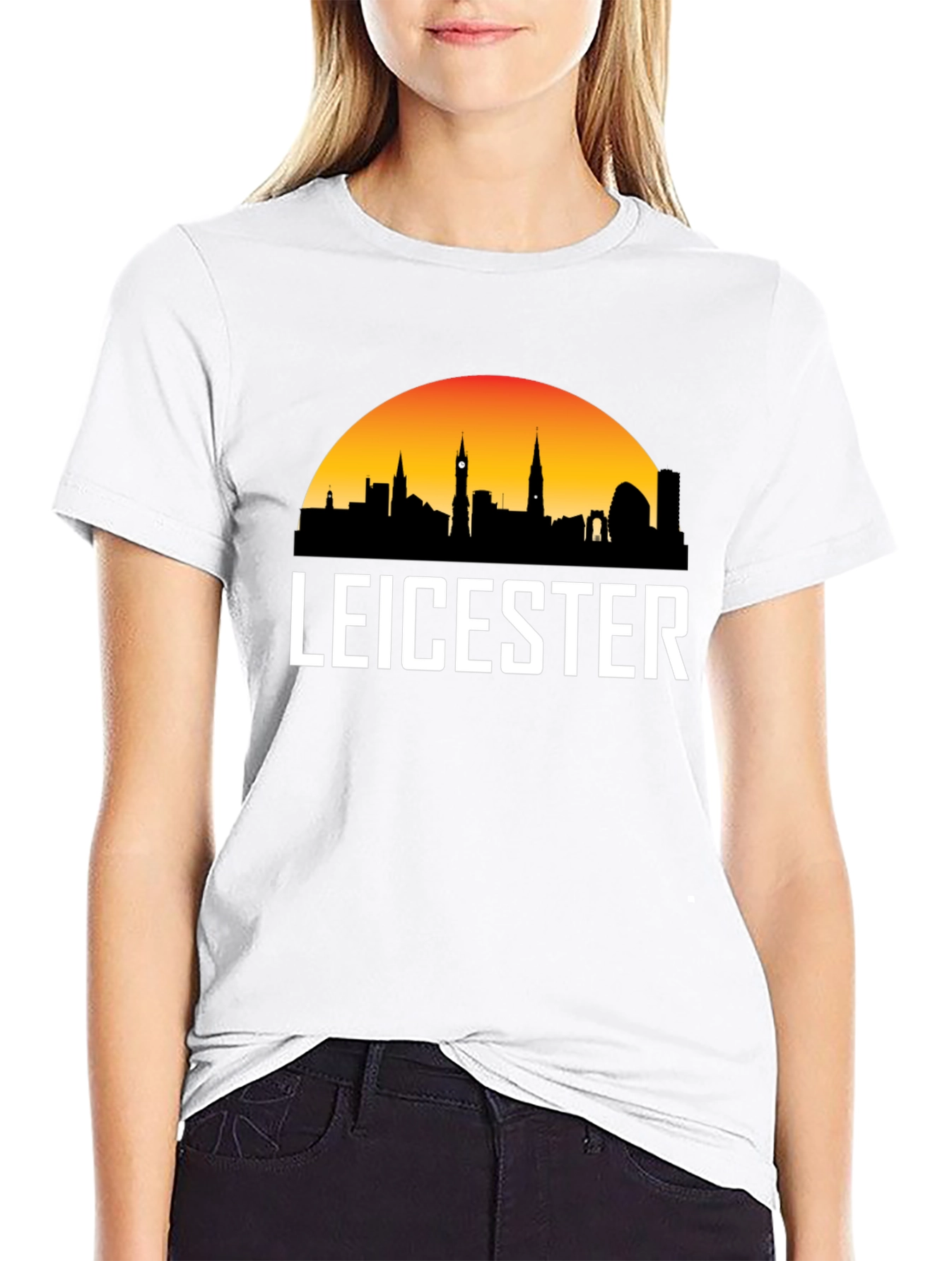 Leicester Cityscape Mens Black T-Shirt