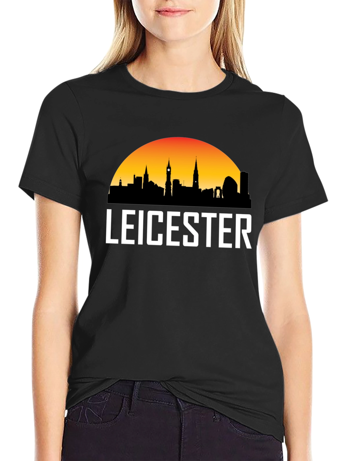 Leicester Cityscape Mens Black T-Shirt