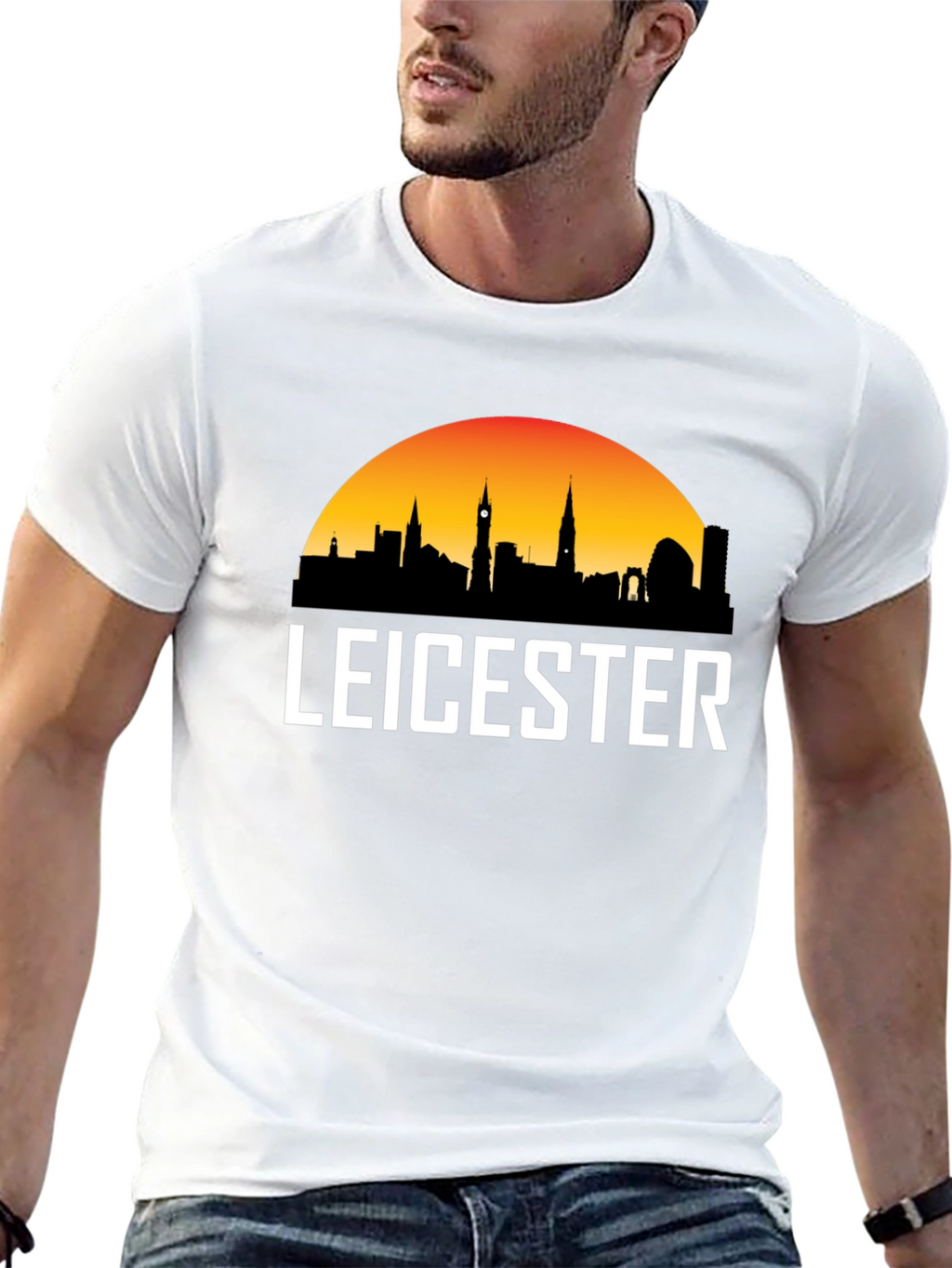 Leicester Cityscape Mens Black T-Shirt