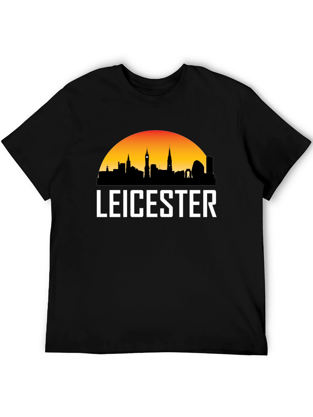Leicester Cityscape Mens Black T-Shirt