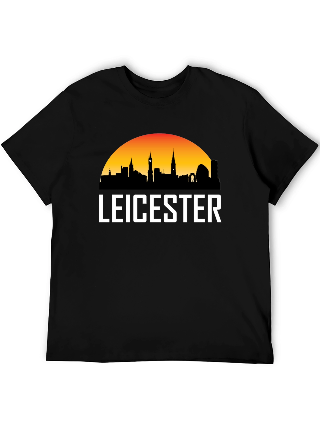 Leicester Cityscape Mens Black T-Shirt