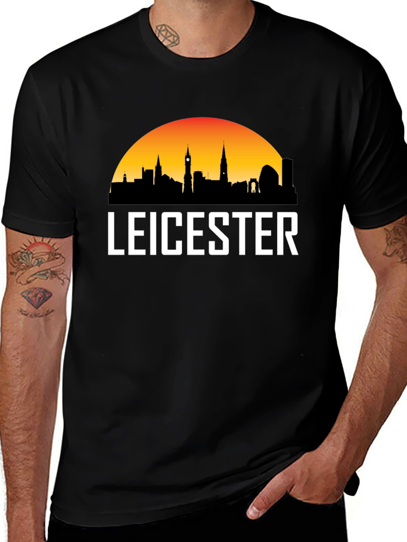 Leicester Cityscape Mens Black T-Shirt