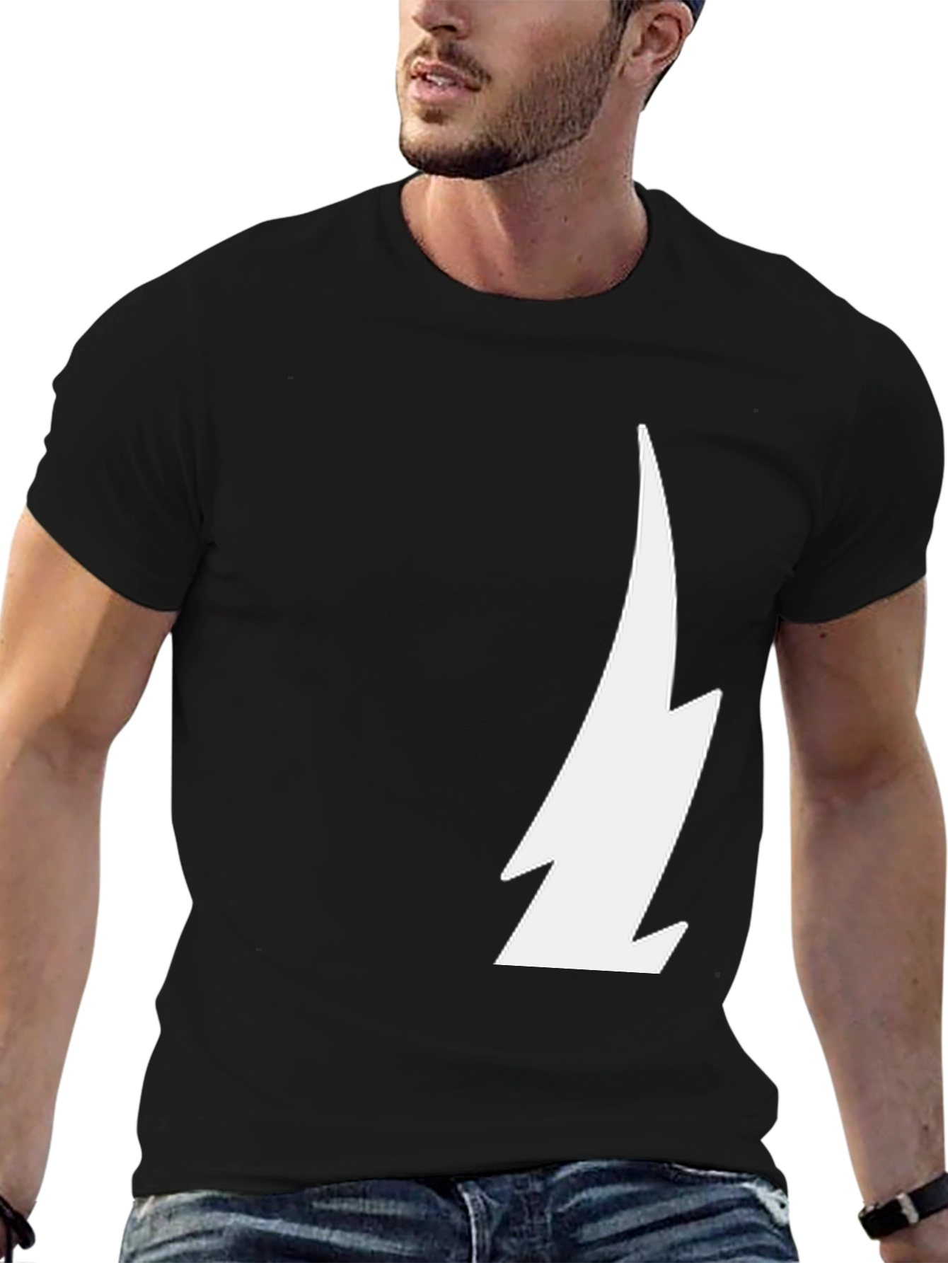 Black Lightning Bolt Graphic Tee - Modern Casual Style