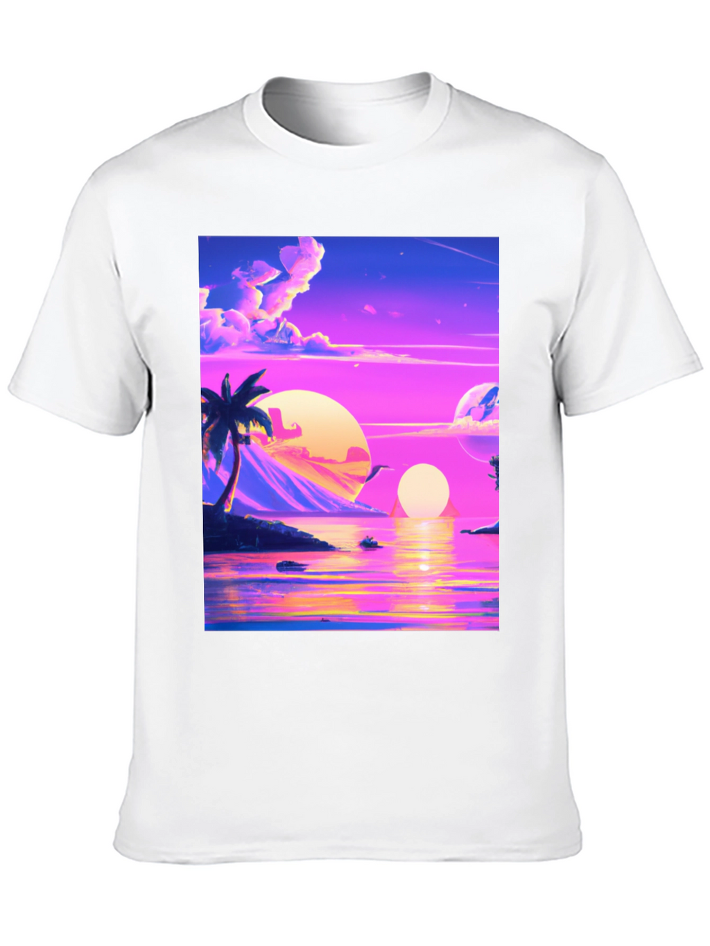 Vaporwave Sunset T-Shirt - Black