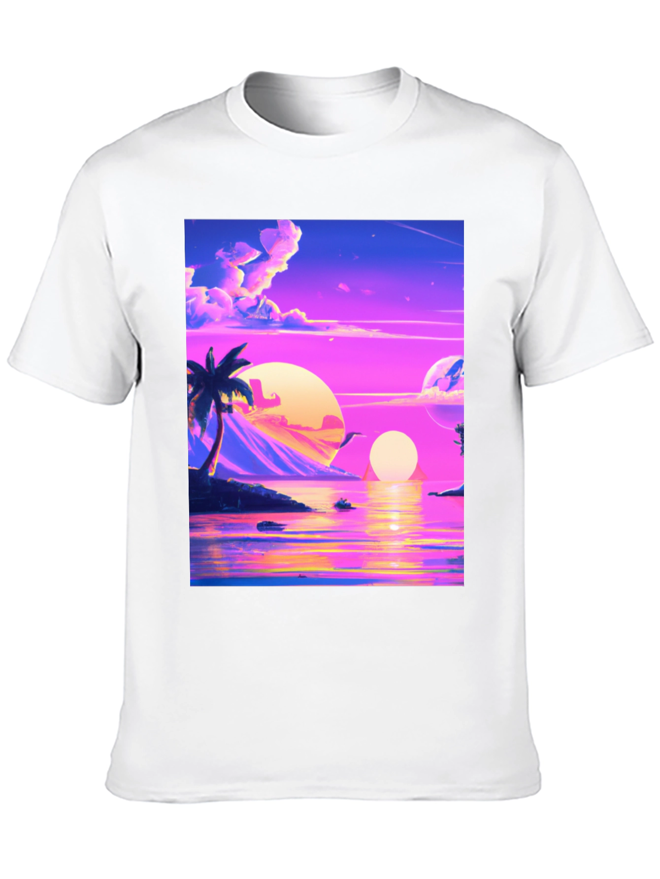 Vaporwave Sunset T-Shirt - Black