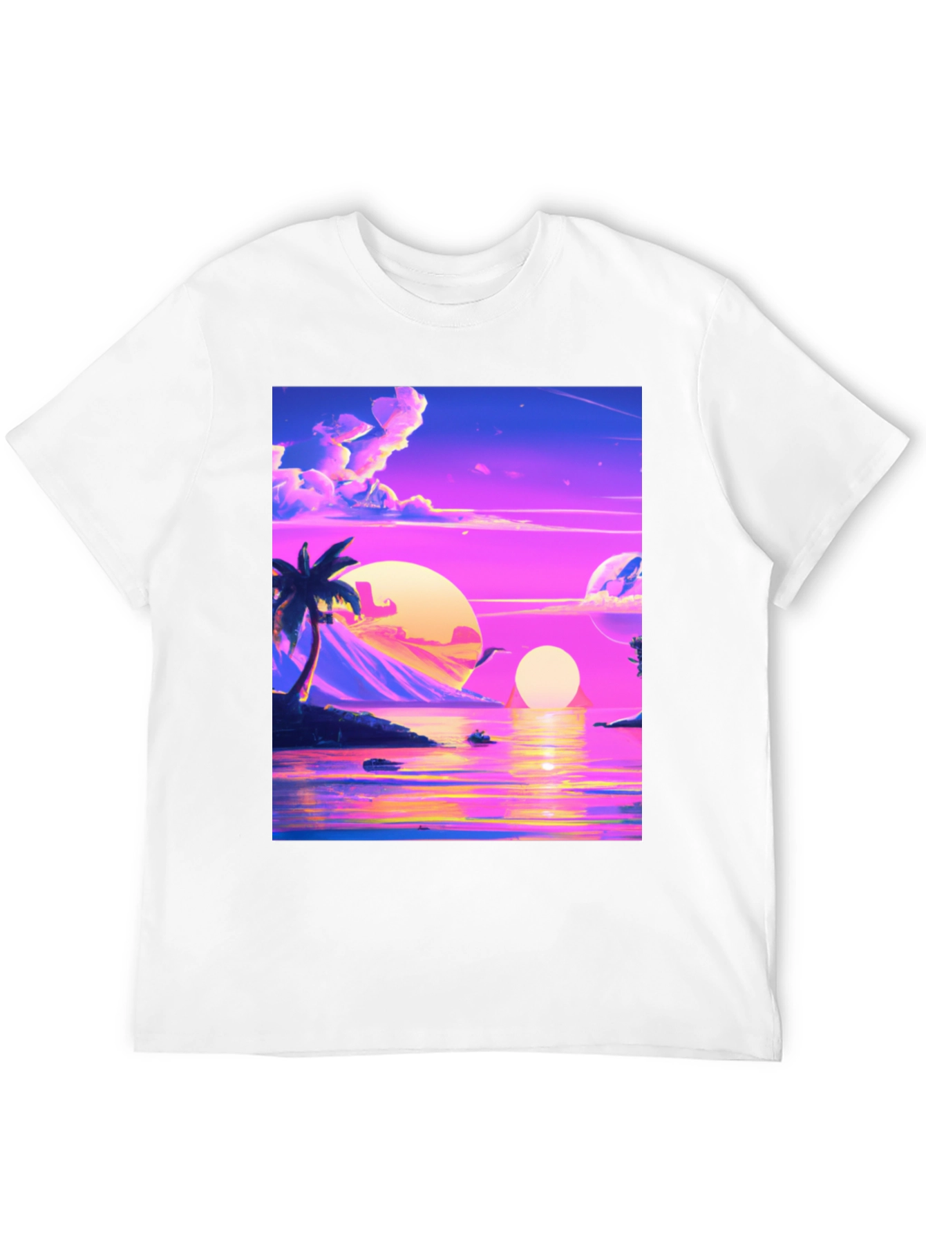 Vaporwave Sunset T-Shirt - Black