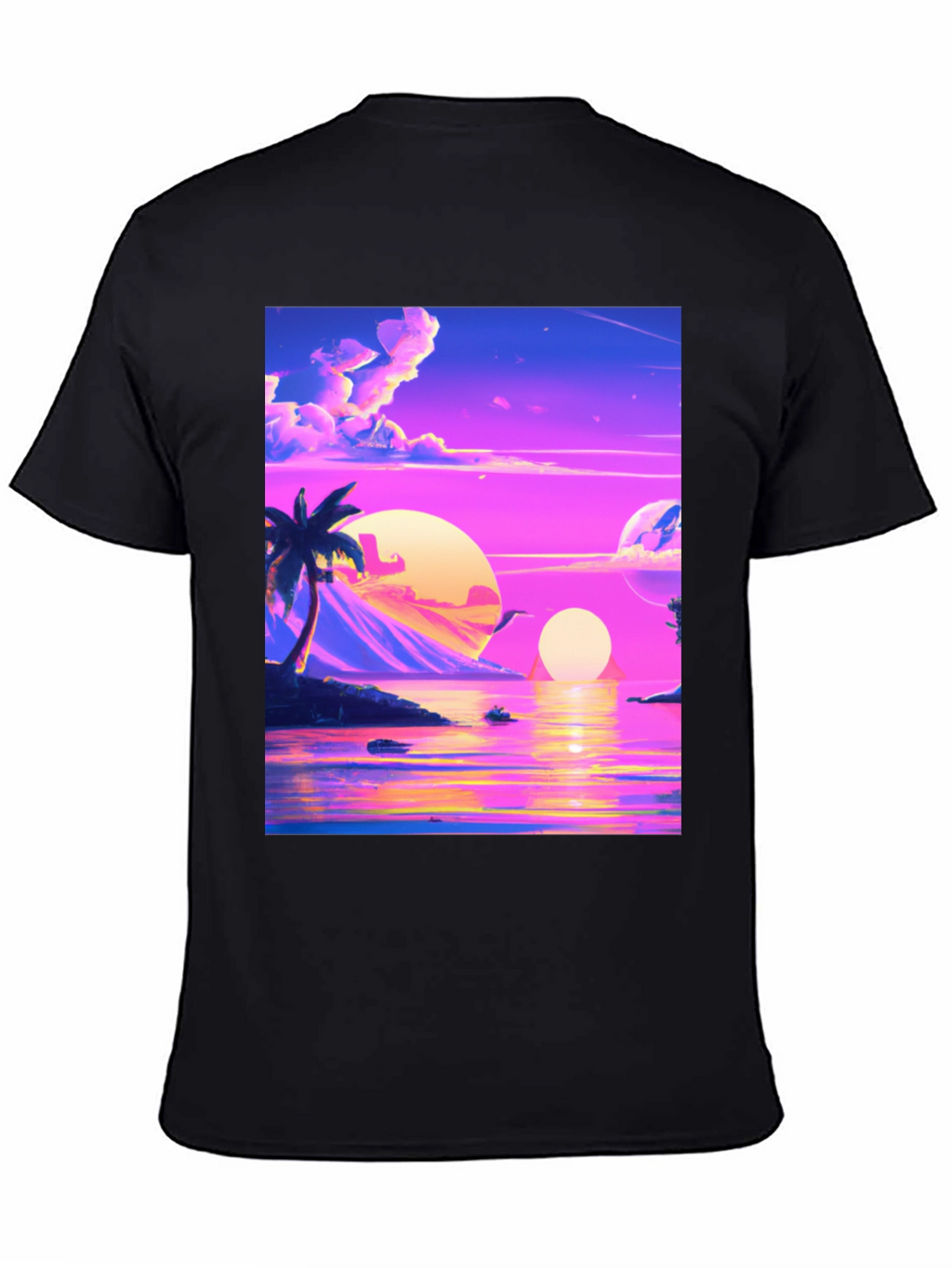 Vaporwave Sunset T-Shirt - Black