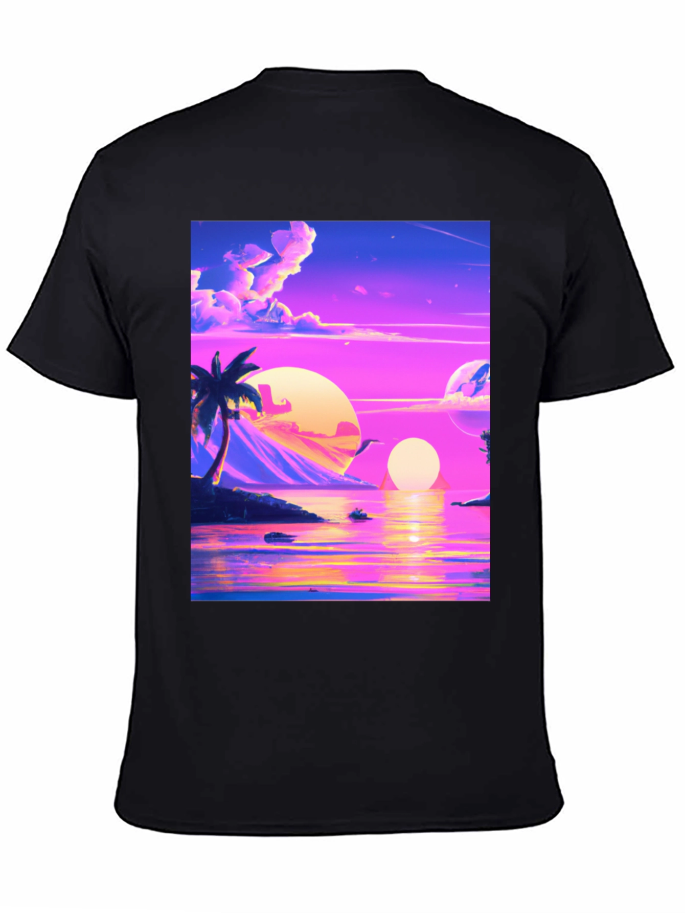 Vaporwave Sunset T-Shirt - Black