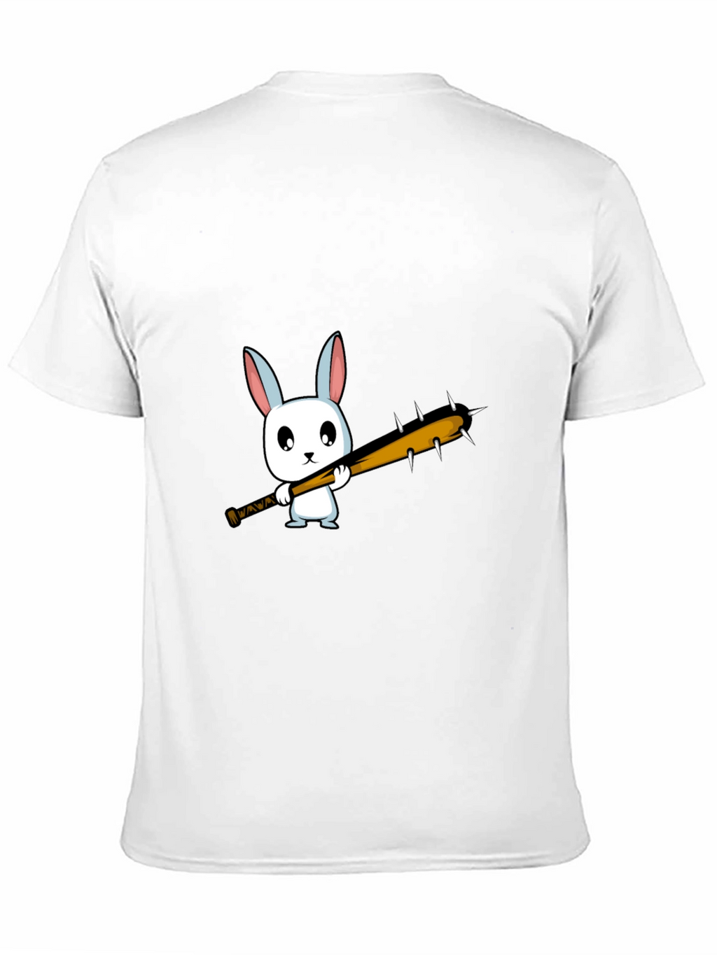 Cartoon Bunny with Spiked Bat Black T-Shirt